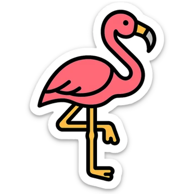 flamingo, minimal and modern, color icon style sticker