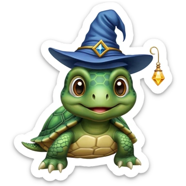 A turtle with a wizard hat sticker