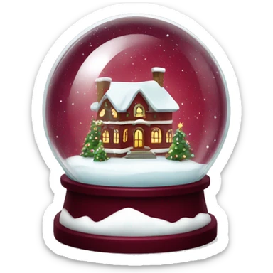 Burgundy Christmas decorated snow globe sticker