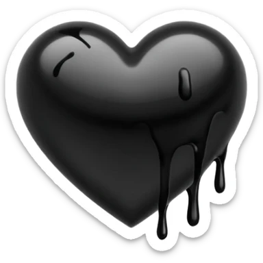 black ink heart emoji with ink streaks, isolated on white background sticker
