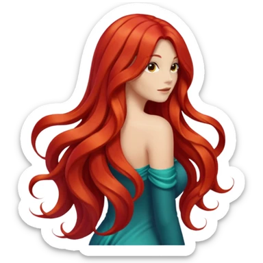 back view of long red hair sticker