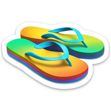 Realistic isolated pair of colorful flip flops sticker