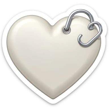 milky colored heart and a paper clip next to it sticker