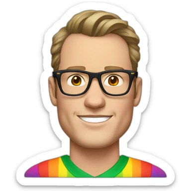 Jonathan Toews wearing glasses and rainbow clothes sticker
