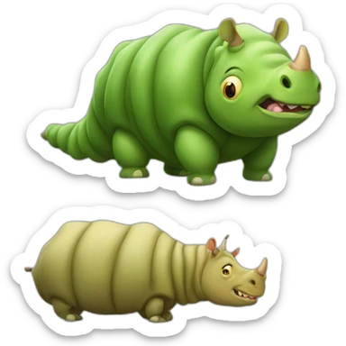 fat caterpillar and fat rhinoceros sticker