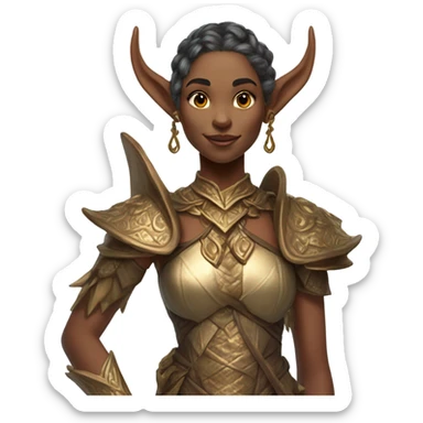 an elf woman login holding jolly bronze dragon sticker