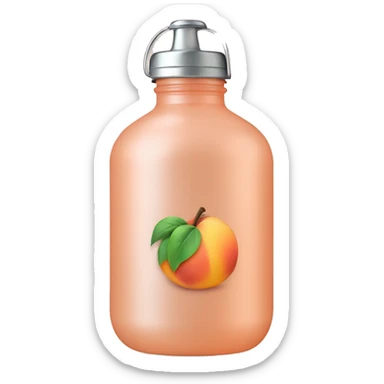 Waterbottle peach with silver screw top lid sticker