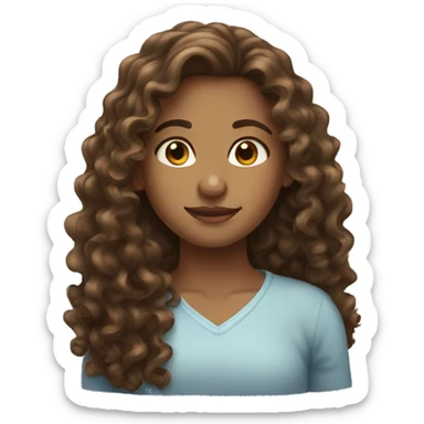 Long brown curly hair girl sticker