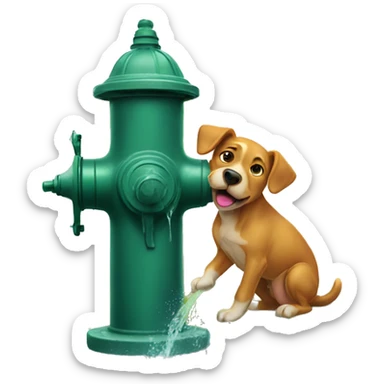 Dog peeing on fire hydrant  sticker