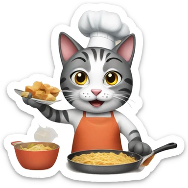 cooking cat sticker