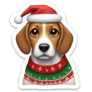 Beagle wherein a Christmas sweater sticker