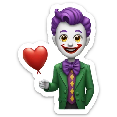 Jocker holding heart balloon  sticker