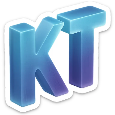the letters KT with a fancy colorful gradient for the color with blue and purple sticker