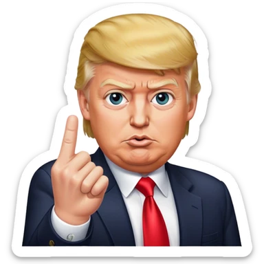 donald trump shows one finger photorealistic sticker