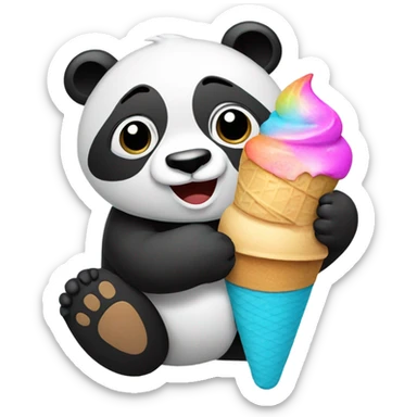 Panda eating ice cream sticker