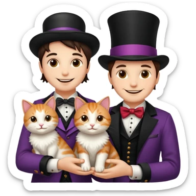 magician couple and their pet cat sticker