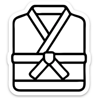 Folded martial arts gi with belt wrapped around it sticker