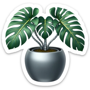 robotic monsterra sticker