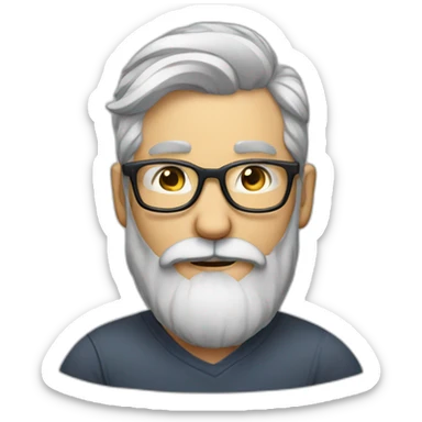 middle aged hipster no hat with beard sivler hair sticker