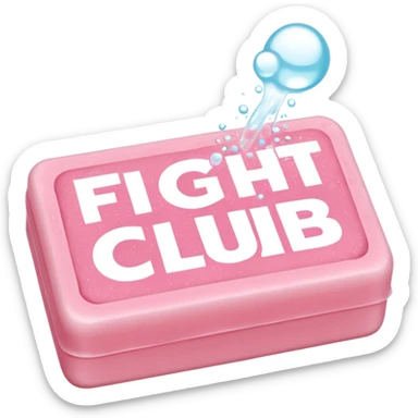 "fight club" text on a 3/4 foamy  pink soap sticker