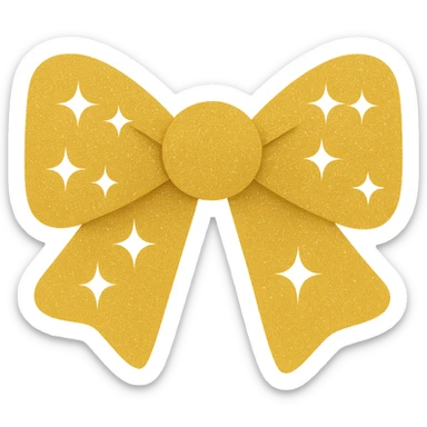 Make the glitter bow yellow with shimmering texture, elegant and festive, no background. The style should be elegant and festive with shimmering texture. sticker