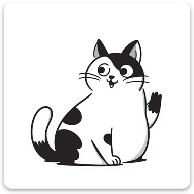 fluffy cat hand-drawn doodle style sticker