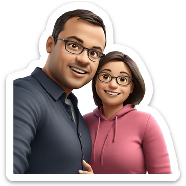 happy couple with glasses sticker