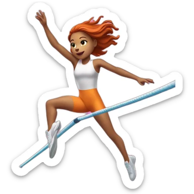 pole vault girl during jump distanced legs from down dressed as the girl in fifth element movie sticker