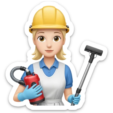 técnico de limpieza sujetando una aspiradora sticker
