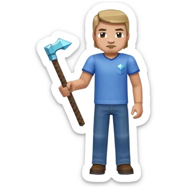 Minecraft steave in real minecarft game style sticker