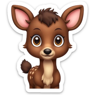 Dark brown Bambi deer cute sticker