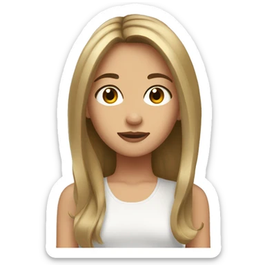 Girl with brown hair and brown eyes with two blonde pieces in front of her hair  sticker