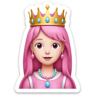 happy earringed princess bubblegum with candy crown sticker