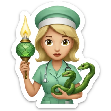 Enfermagem uma lamparina com uma cobra em volta  sticker