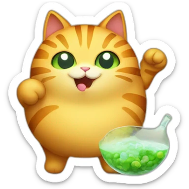Fat cat catching poison sticker