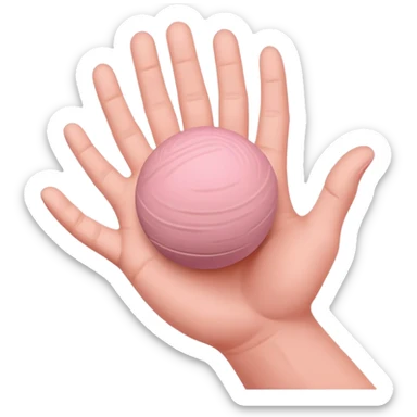hand lightly tapping a pink ball of clay in the palm for surface shaping sticker