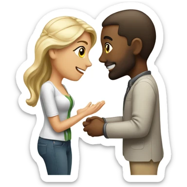 Woman proposing marriage to man sticker