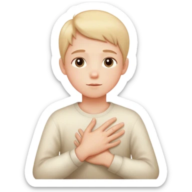 A person sitting still with their hand gently placed on their chest. A soft, warm light begins to emerge from within.  faint, blurred images of childhood moments float in the air, still distant slowly clearer as they focus on present sticker