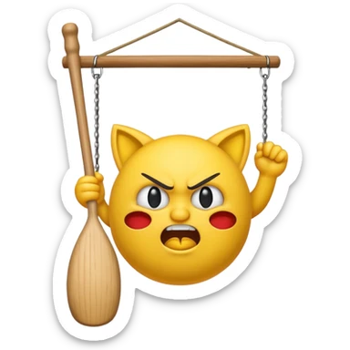 Angry emoji swinging a bat sticker