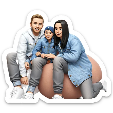 smiling boys in denim jackets sticker