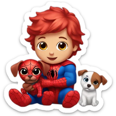 Baby Spiderman with puppy  sticker