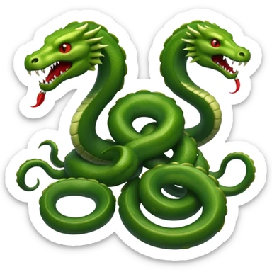 Create a single emoji of a Hydra in full body, shown at a slight side angle in a natural, characteristic pose. stylized like an emoji, but clearly recognizable.  sticker