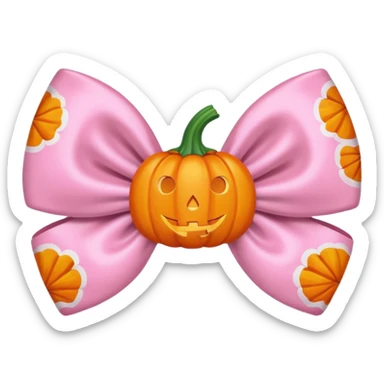 pastel pink orange bow with pumpkin pastel pink orange bow with pumpkin printprint sticker