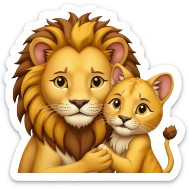 Animal Gato acariciando las orejas de un leon sticker