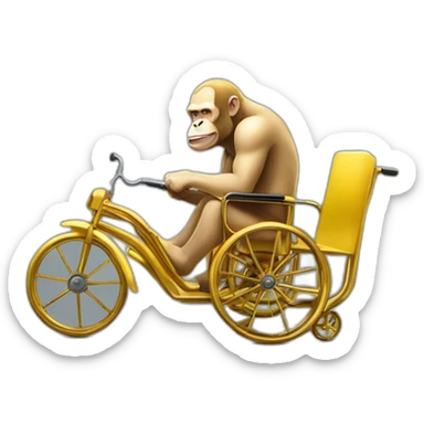 furious vladimir putin monke holding a banana rides golden toilet wheelchair sticker