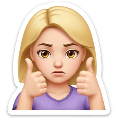 girl with a from on her face throwing her thumbs down  sticker