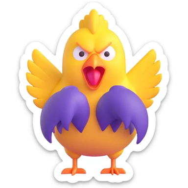 shouting long neck yellow chicken sticker
