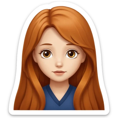 Cute girl with auburn very long hair caramel eye sticker
