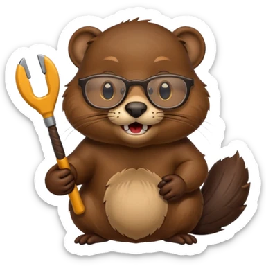 spectacled beaver with tools sticker