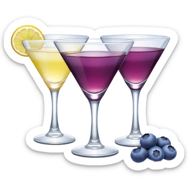 4 shotglasses with blueberry lemon drop in them  sticker